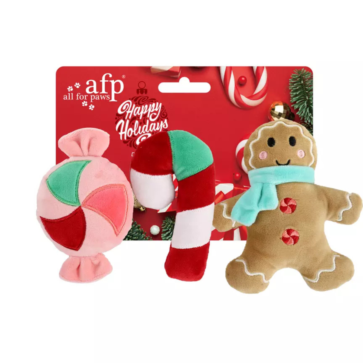 AFP Happy Holidays Weihnachts-3er-Pack Lebkuchen & Süßigkeiten (Hund)