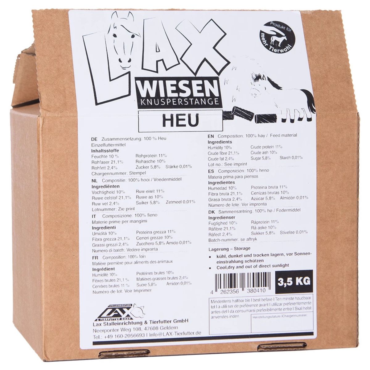 Lax Wiesen Knusperstange Heu für Pferde, 4 Stück, 3,25 kg