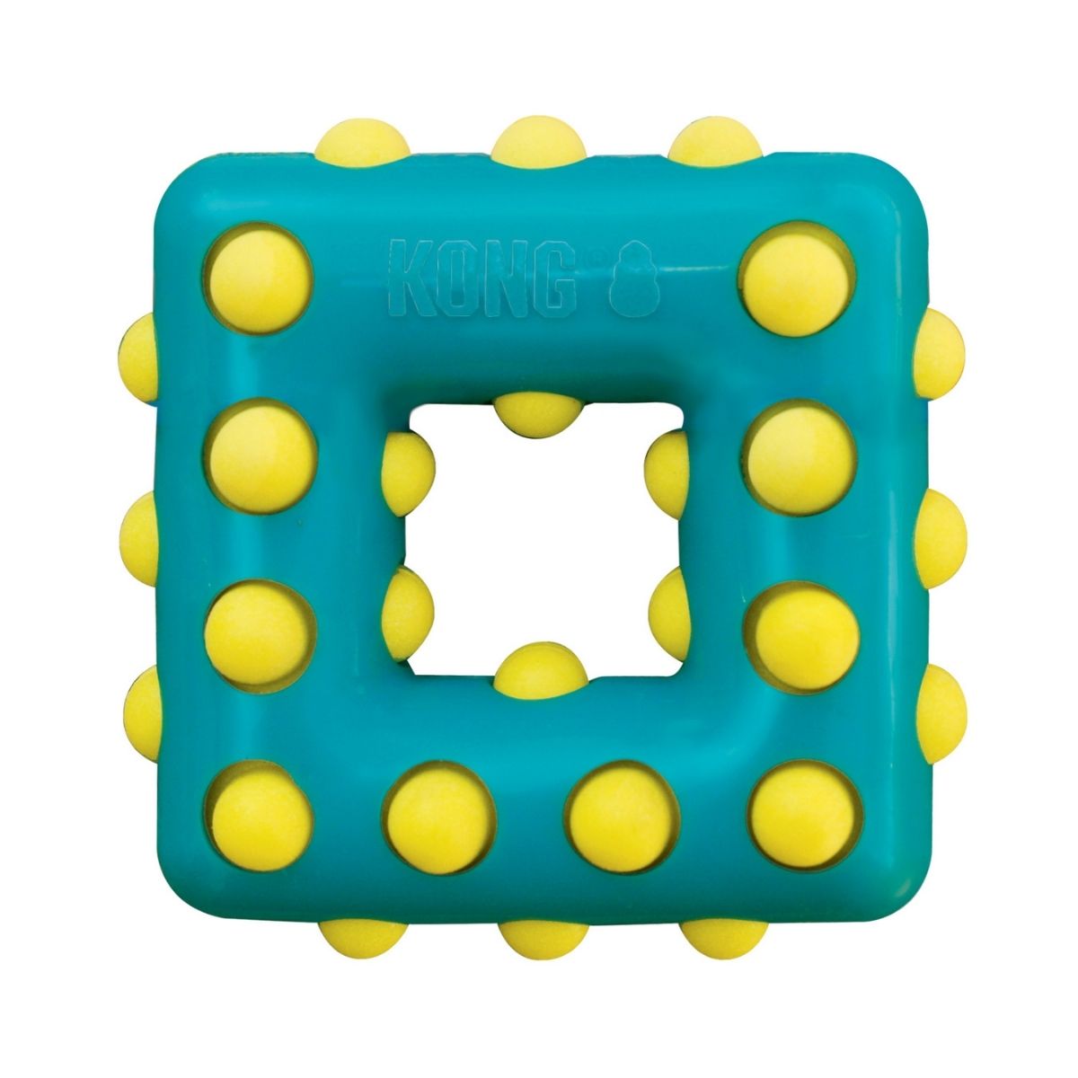 KONG Dotz Square (L), Kauspielzeug für Hunde 4-Eckig 15cm