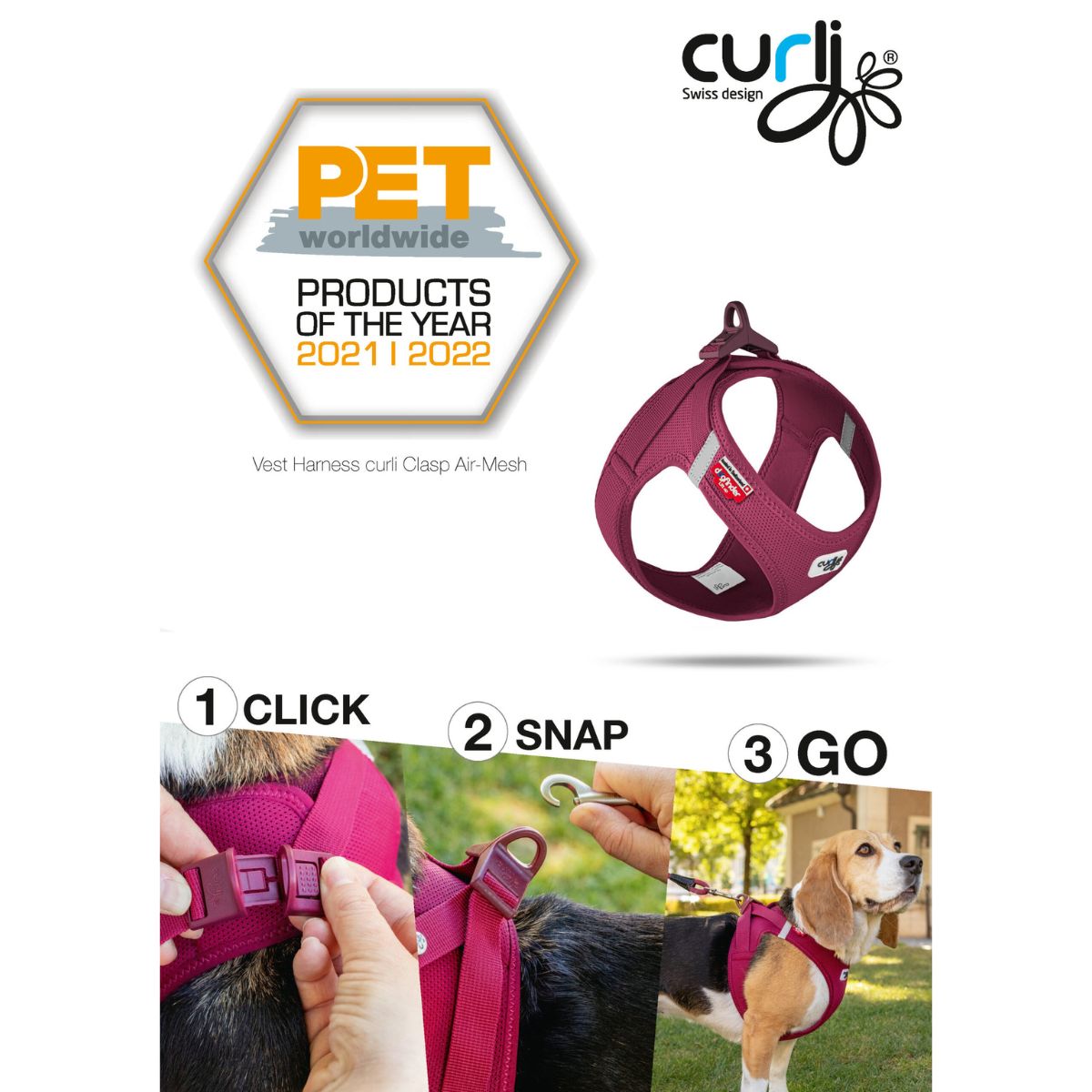 Curli Vest Hundegeschirr curli Clasp Schnalle Air-Mesh Moss (Grün)