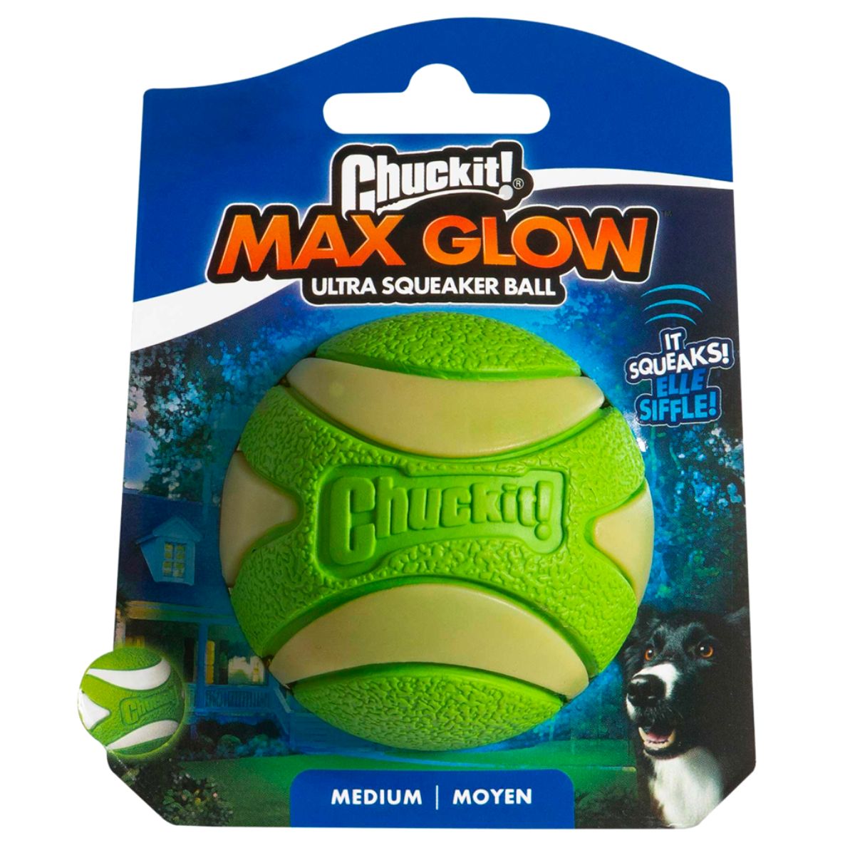 Chuckit Max Glow Ultra Squeaker Medium 6 cm 1er-Pack