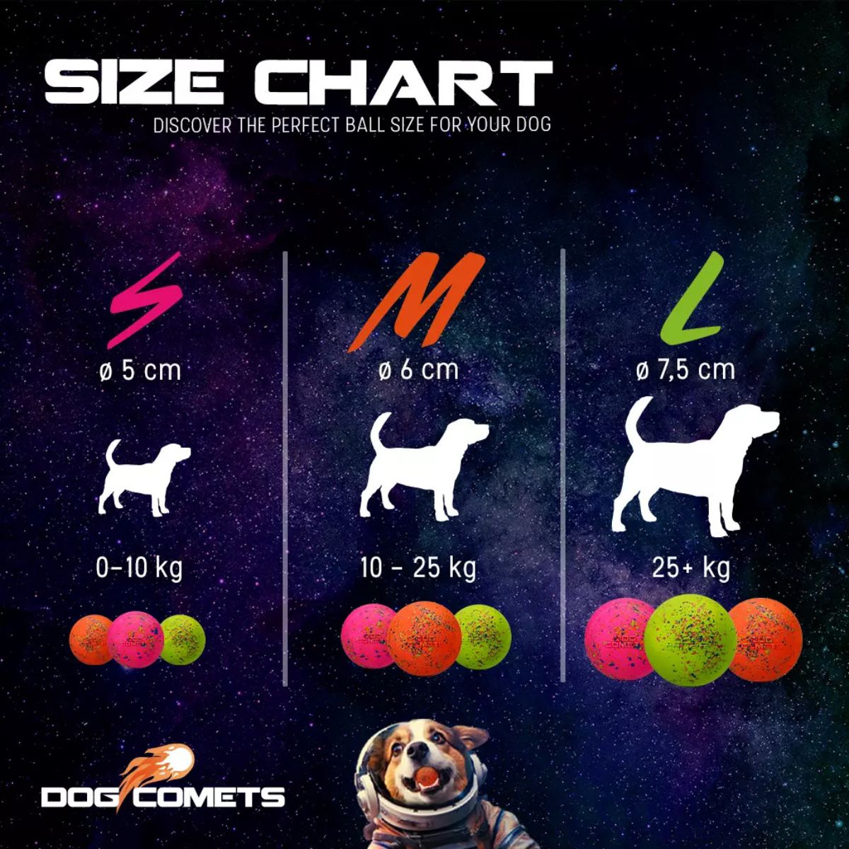 Dog Comets Ball Stardust Orange M