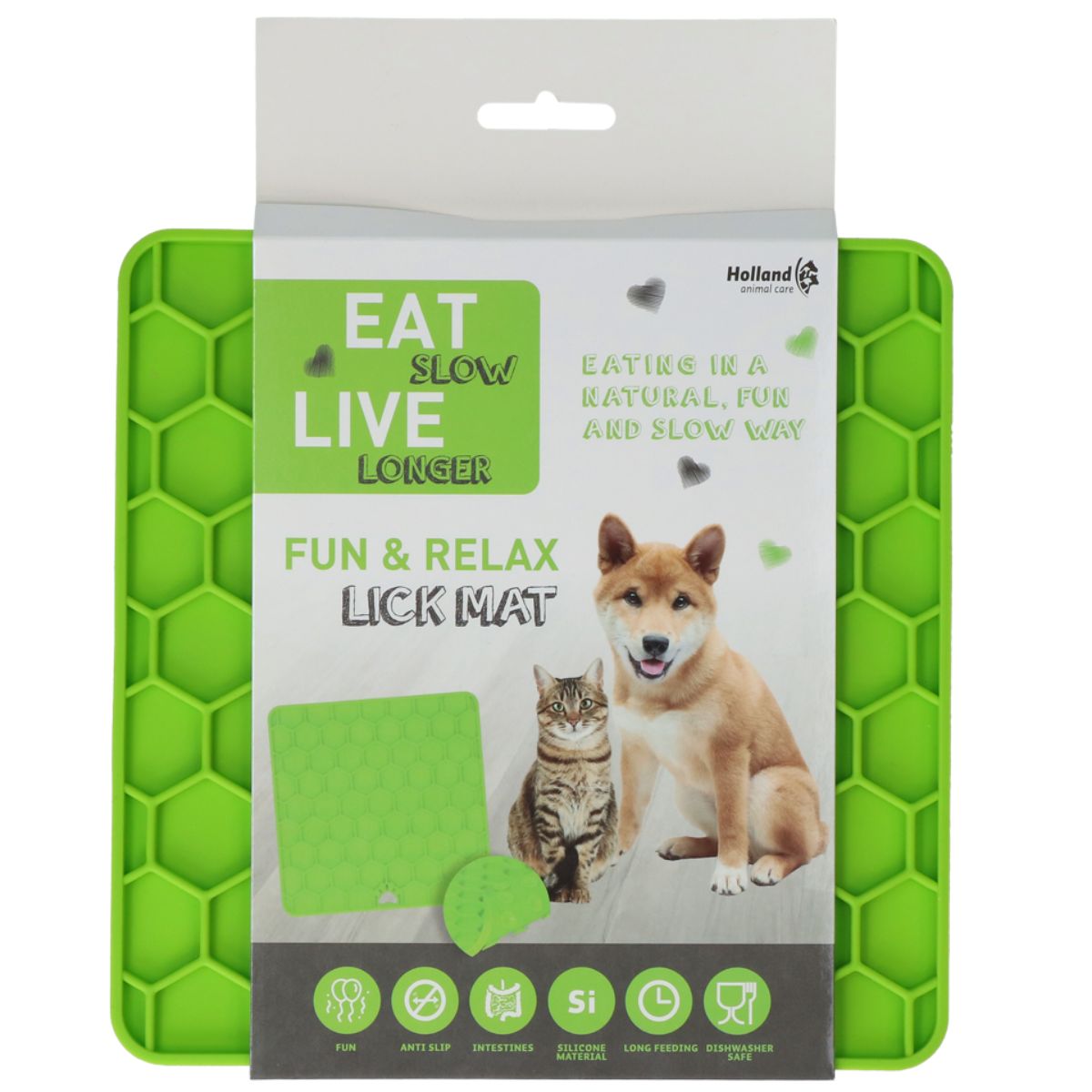 Eat Slow Live Longer Fun & Relax Schleckmatte Anti Schling Matte Grün