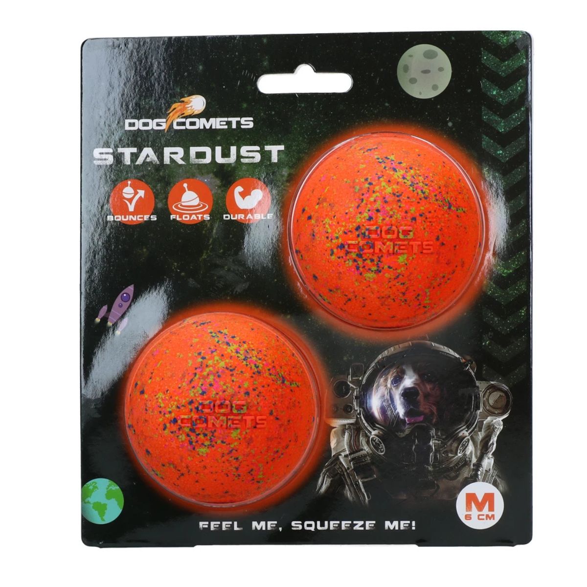 Dog Comets Stardust M 6cm Orange (2-Pack)