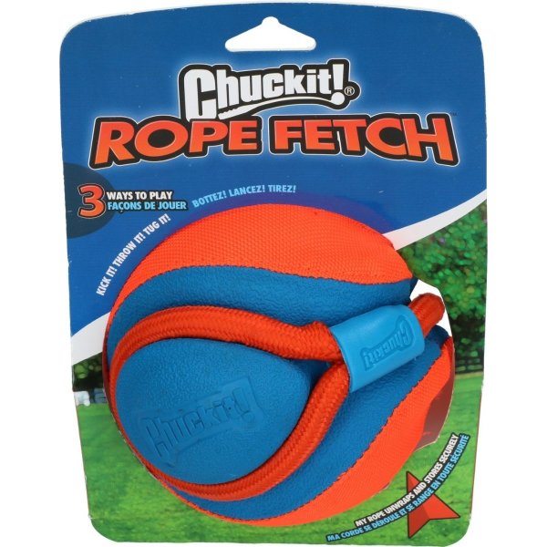 Chuckit Rope Fetch, Ball für Hunde mit Spielseil, schwimmt auf Wasser