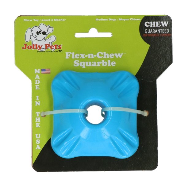 Jolly Flex-n-Chew Squarble Blau Medium Kauspielzeug f&uuml;r Hunde